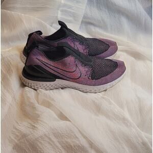 Nike Epic Phantom React Flyknit Sneakers Womens 8.5 Youth 7 Purple Black Slip On